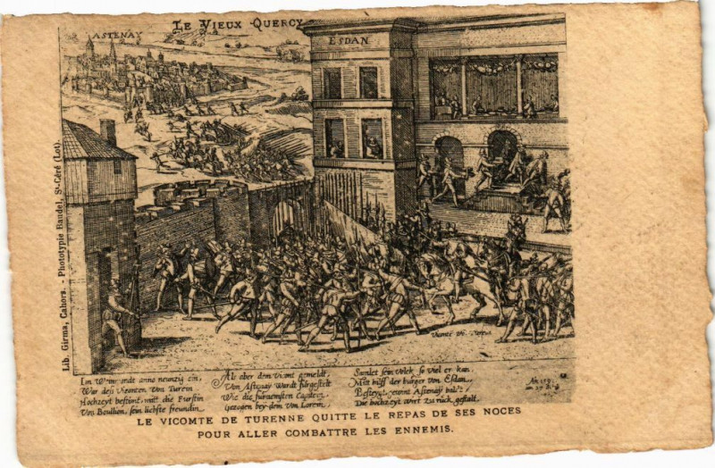 Carte postale ancienne -le-Vicomte de Turenne Quitte le Repas de sew Noces - Pour Aller
