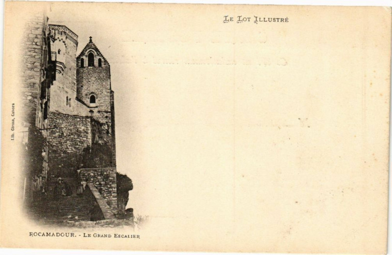 Carte postale ancienne Rocamadour-Le Grand Escalier à Rocamadour