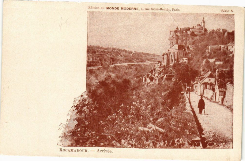 Carte postale ancienne Rocamadour-Arrivée à Rocamadour