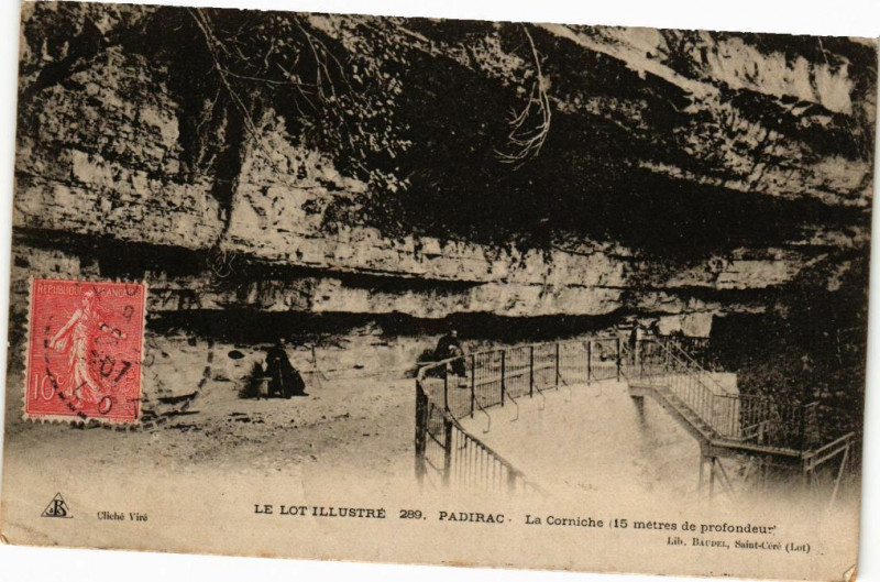 Carte postale ancienne Padirac-La Corniche à Padirac
