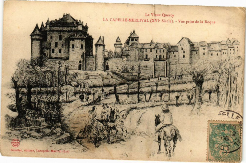 Carte postale ancienne Le Vieux Quercy-La Capelle-Merlival-Vue prise de la Roque