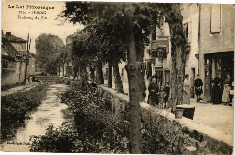 Carte postale ancienne Figeac-Faubourg du Pin à Figeac