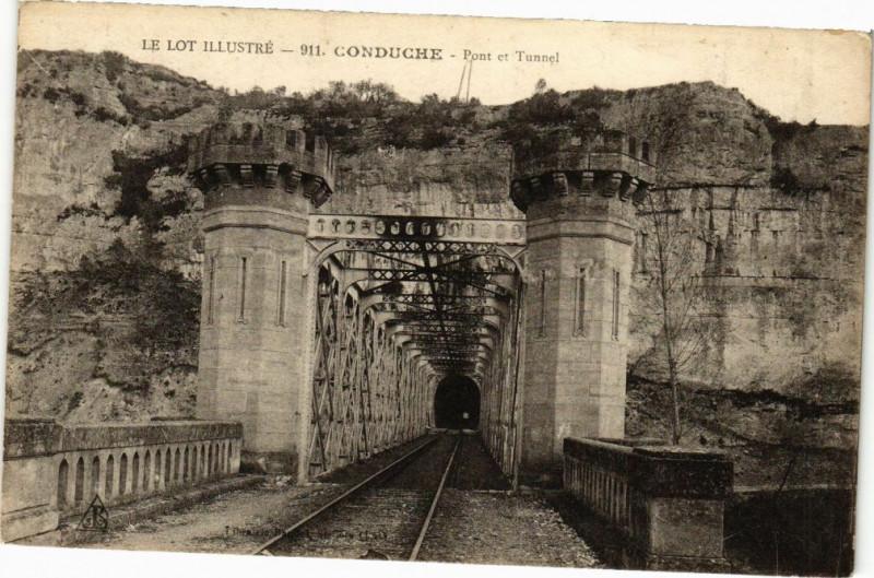 Carte postale ancienne Conduche-Pont et Tunnel
