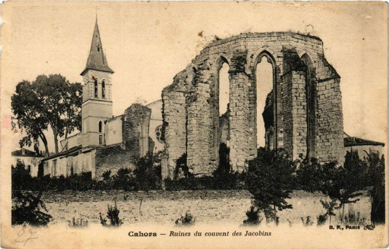 Carte postale ancienne Cahors-Ruines du couvent des Jacobins à Cahors