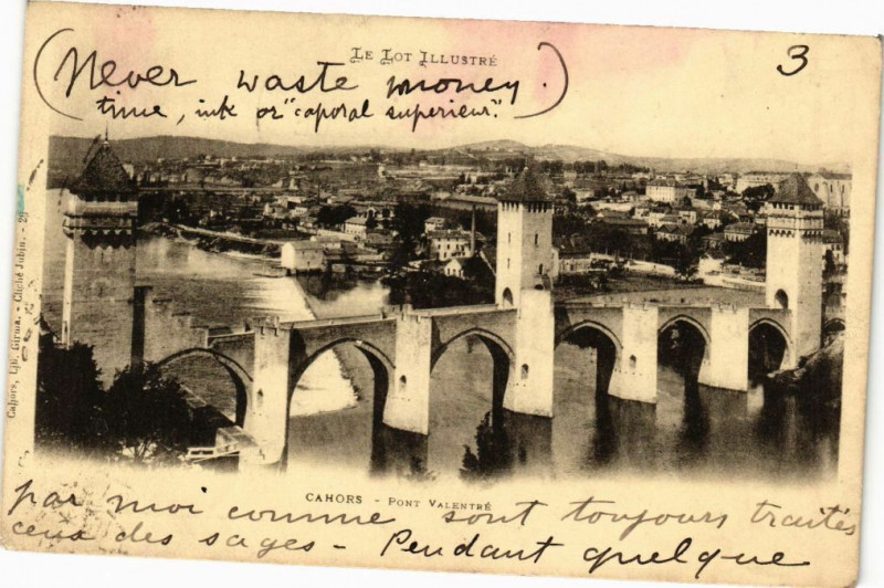 Carte postale ancienne Cahors-Pont Valentre à Cahors
