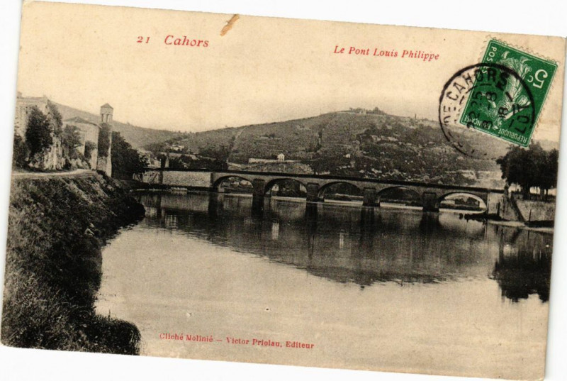 Carte postale ancienne Cahors-Le Pont Louis Philippe à Cahors
