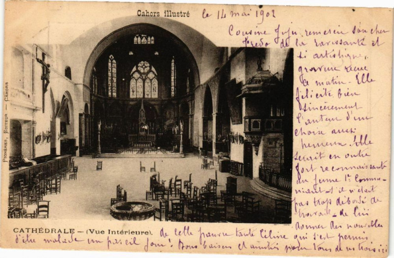 Carte postale ancienne Cahors-Cathédrale-Vue interieure à Cahors