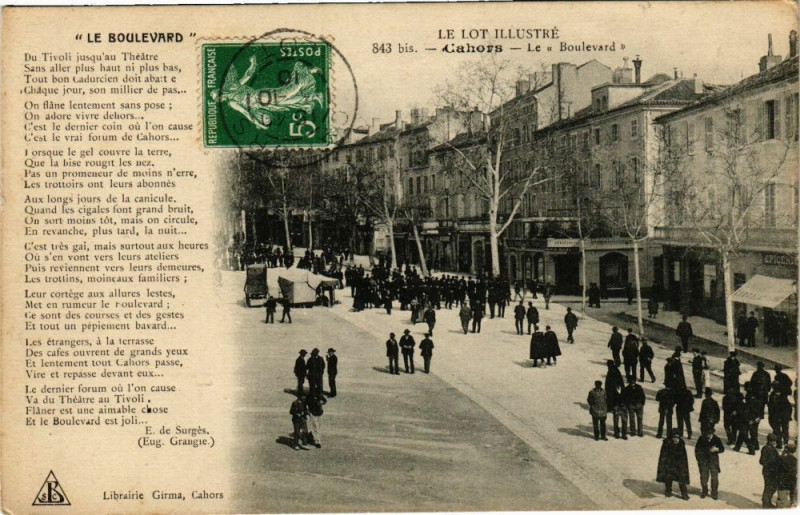 Carte postale ancienne Cahors - Le Boulevard à Cahors