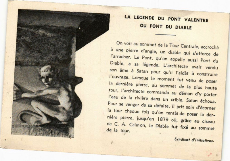 Carte postale ancienne La Lecende du Pont Valentre ou Pont du Diable