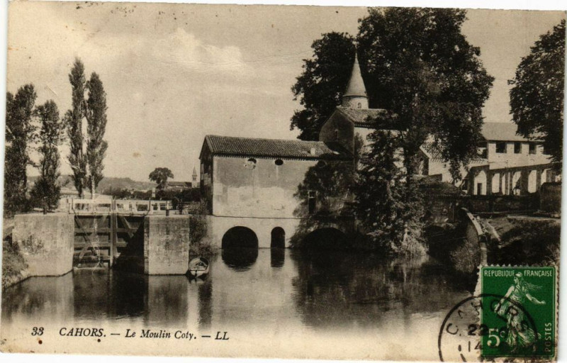 Carte postale ancienne Cahors - Le Moulin Coty à Cahors