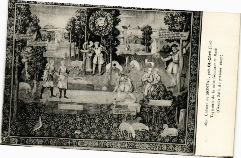 Carte postale ancienne Chateau de Montal pres Saint-Cere - Tarisserie de la suite à Saint-Céré