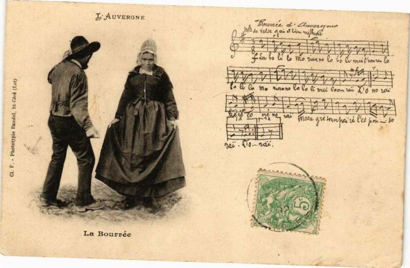 Carte postale ancienne L'Auvergne - La Bourrée