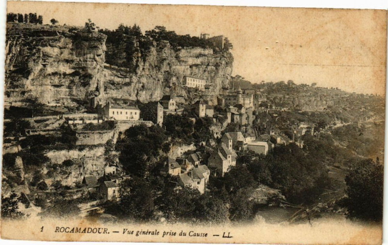 Carte postale ancienne Rocamodour - Vue générale prise du Causse