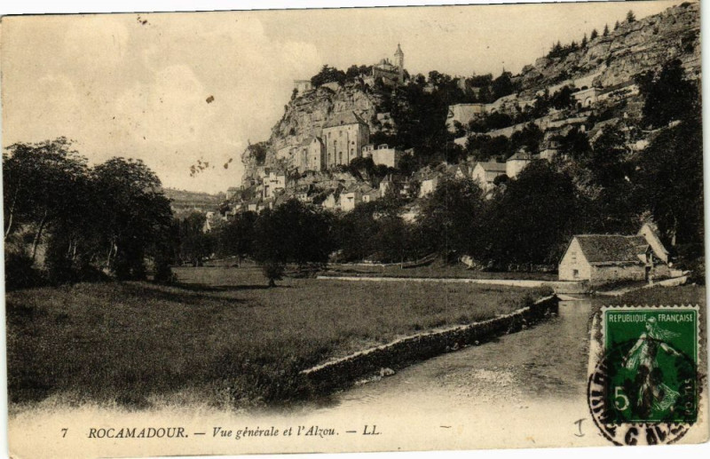 Carte postale ancienne Rocamadour - Vue générale et l'Alzou à Rocamadour