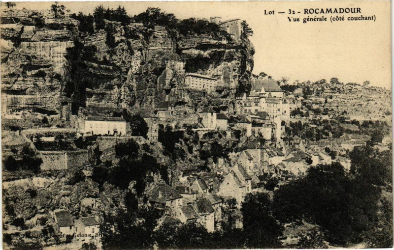 Carte postale ancienne Lot - Rocamadour - Vue générale (cote couchant) à Rocamadour