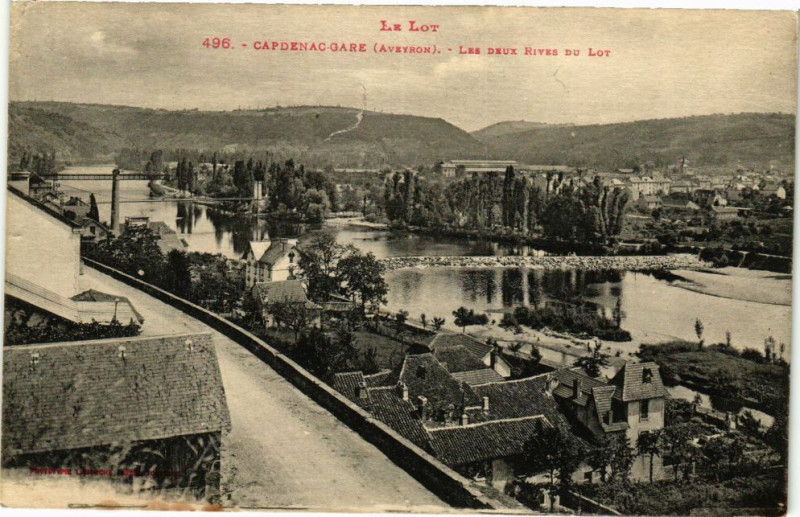 Carte postale ancienne Le Lot-Capdenac-Gare (Aveyron) - Les Deux Rives du Lot à Capdenac