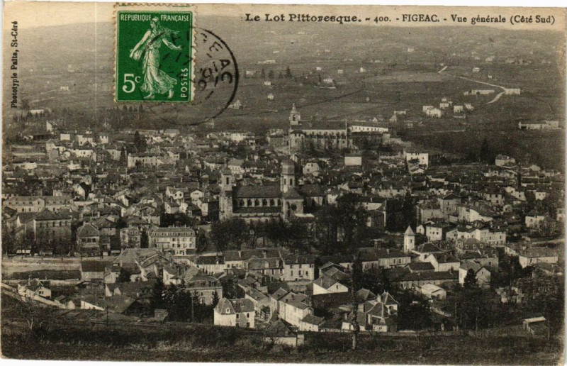 Carte postale ancienne Le Lot Pittoresque - Figeac - Vue générale (Cote Sud) à Figeac