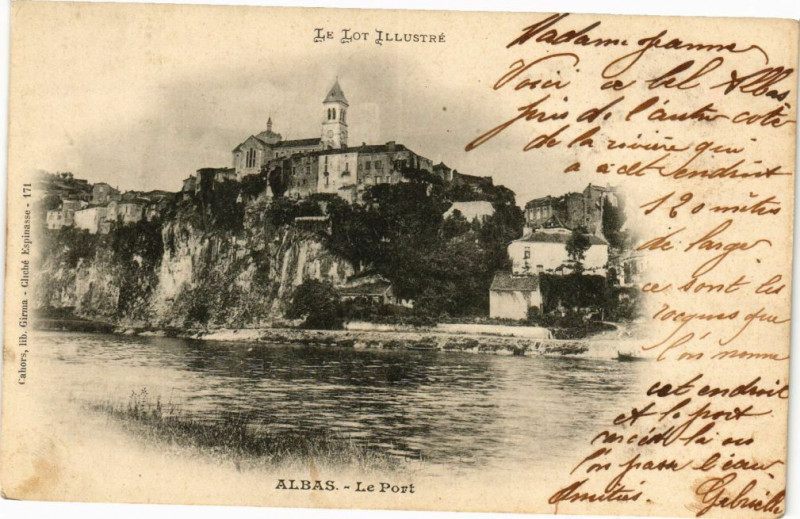 Carte postale ancienne Le Lot Illustre - Albas - le Port à Albas