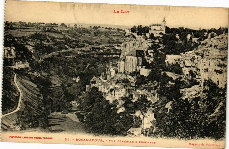 Carte postale ancienne Le Lot - Rocamadour - Vue générale d'Ensemble à Rocamadour