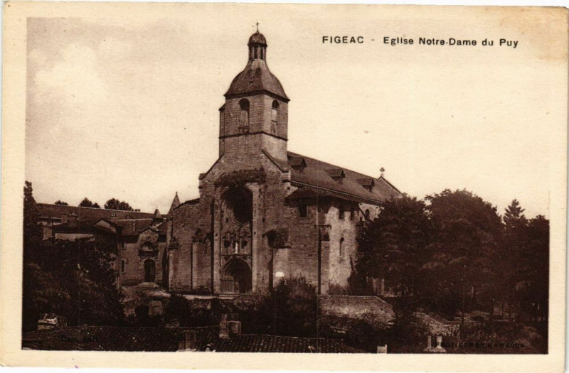 Carte postale ancienne Figeac - Eglise N.-D. du Puy à Figeac
