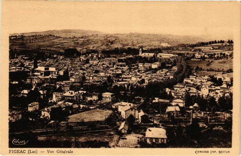 Carte postale ancienne Figeac - Vue générale à Figeac