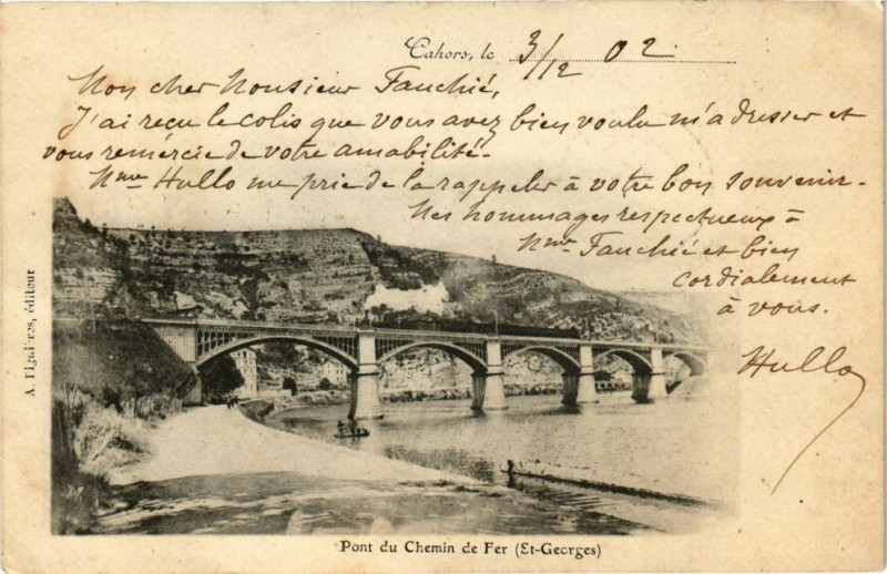 Carte postale ancienne Cahors le 3 /12 /02 - Pont du Chemin de Fer (Saint-Georges) à Cahors
