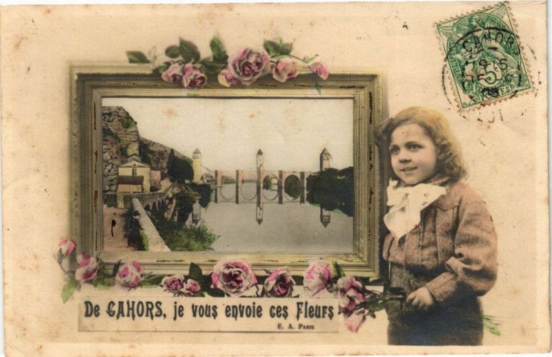 Carte postale ancienne De Cahors je vous envoie ces Fleurs à Cahors