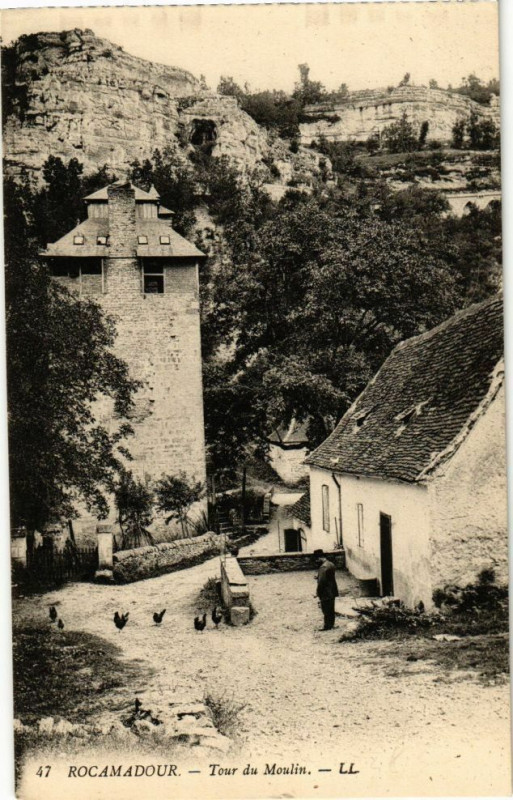Carte postale ancienne Rocamadour-Tour du Moulin à Rocamadour