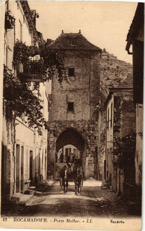 Carte postale ancienne Rocamadour-Porte Malbec à Rocamadour