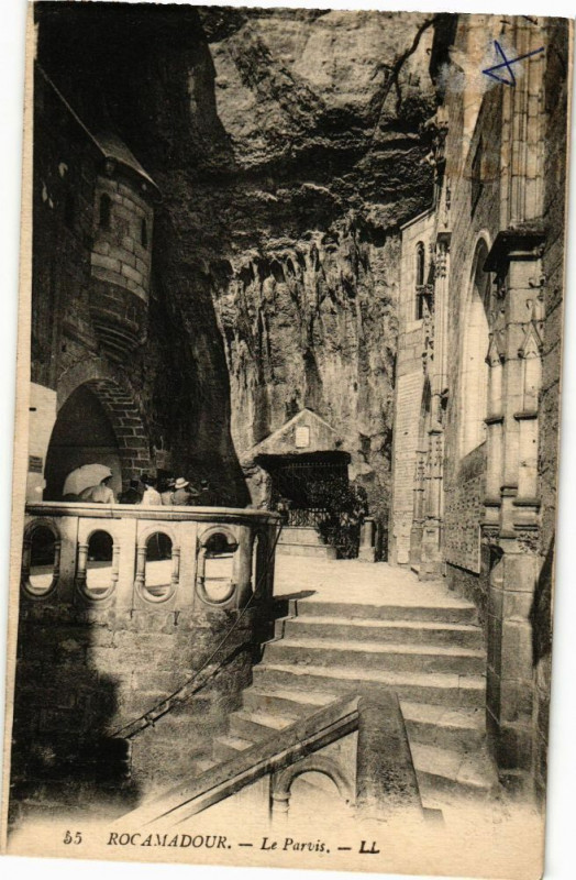 Carte postale ancienne Rocamadour-Le Parvis à Rocamadour