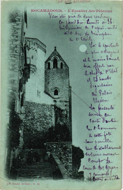 Carte postale ancienne Rocamadour-L'Escalier des Pelerins à Rocamadour