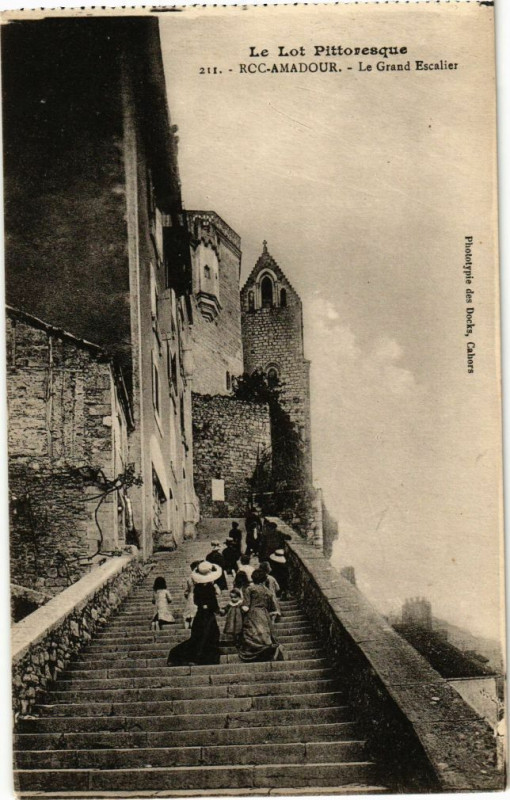 Carte postale ancienne Rocamadour-Le Grand Escalier à Rocamadour