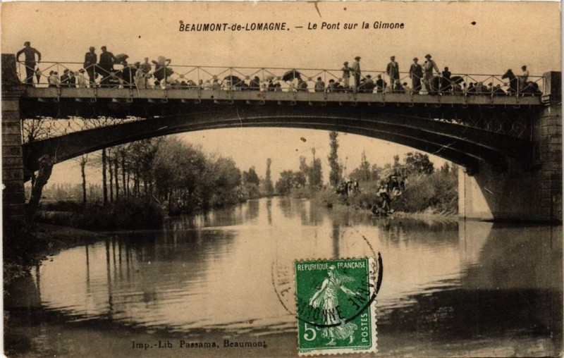 Carte postale ancienne Beaumont-de-Lomange Le Pont sur la Gimone