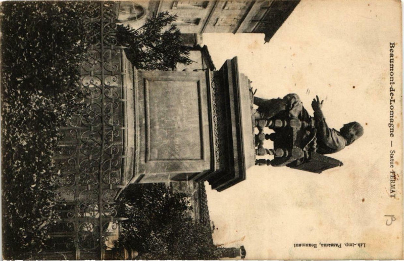Carte postale ancienne Beaumont-de-Lomange Statue Fermat