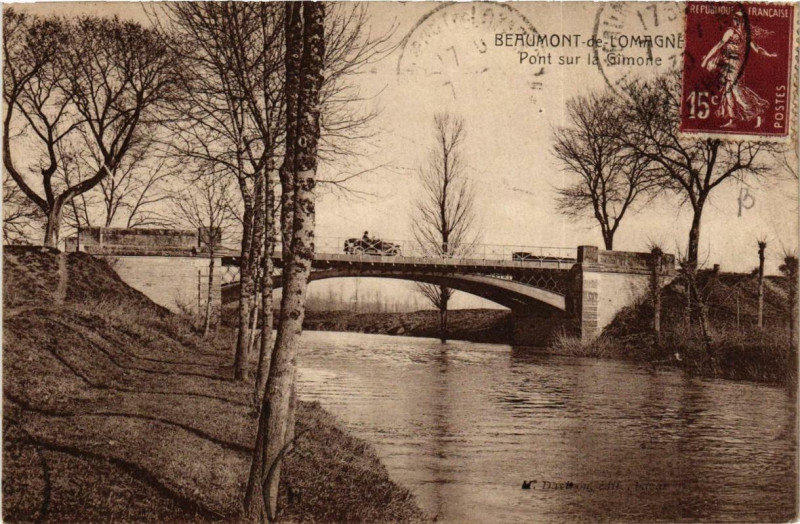 Carte postale ancienne Beaumont-de-Lomange Pont sur la Gimone