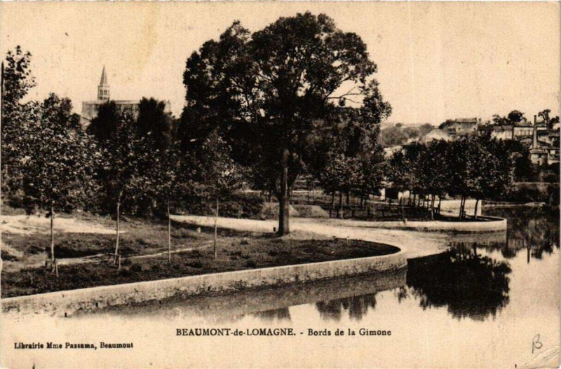 Carte postale ancienne Beaumont-de-Lomange Bords de la Gimone