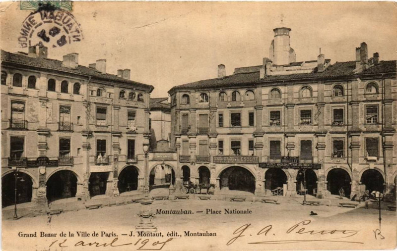 Carte postale ancienne Montauban Place Nationale à Montauban
