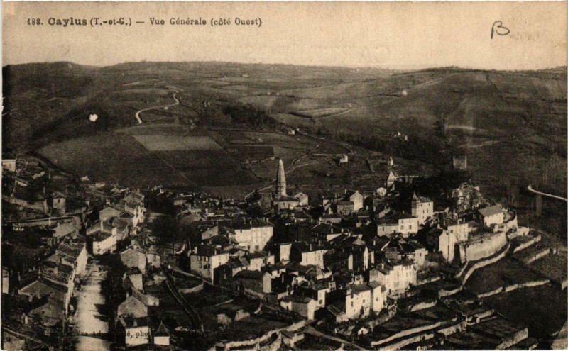 Carte postale ancienne Caylus Vue générale à Caylus