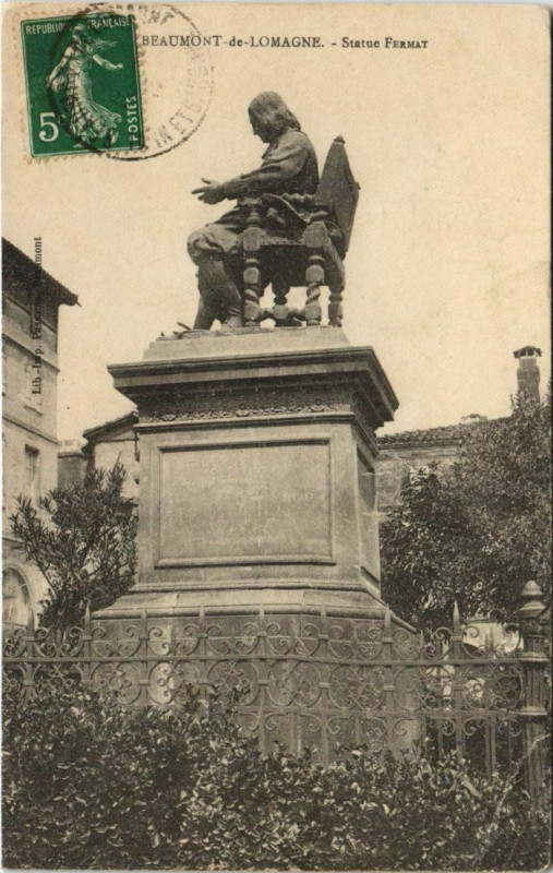 Carte postale ancienne Beaumont de Lomagne Statue Fermat France à Beaumont-de-Lomagne