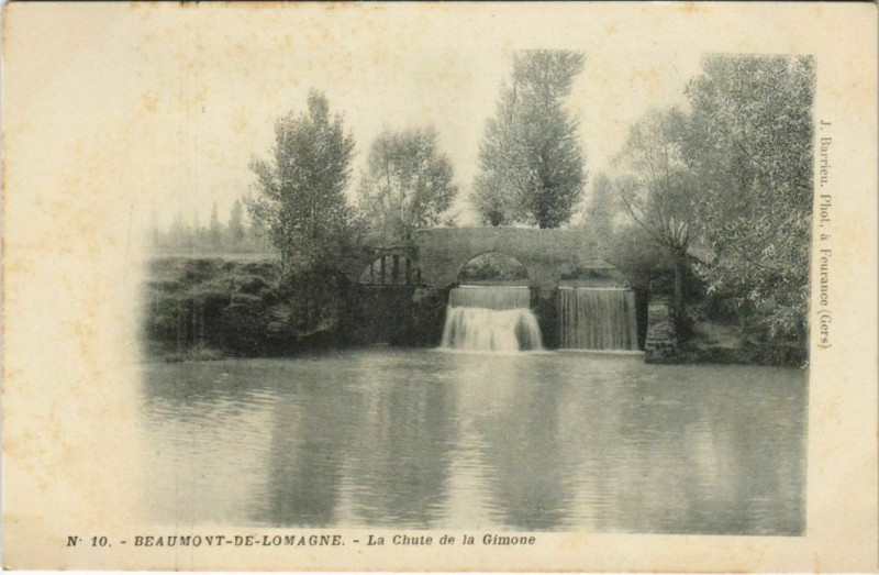 Carte postale ancienne Beaumont de Lomagne La Chute de la Gimone France à Beaumont-de-Lomagne