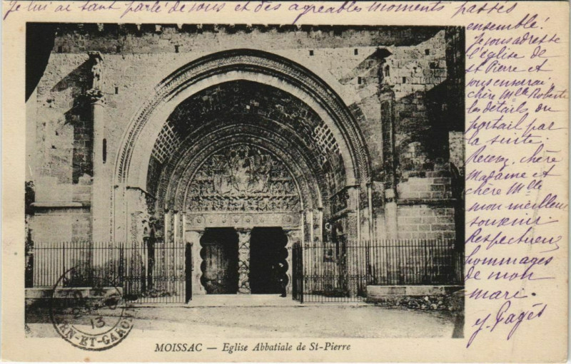 Carte postale ancienne Moissac Eglise abbatiale de Saint-Pierre France à Moissac
