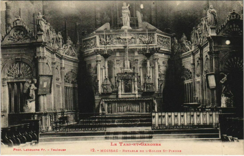 Carte postale ancienne Moissac Retable de l'Eglise Saint-Pierre France à Moissac