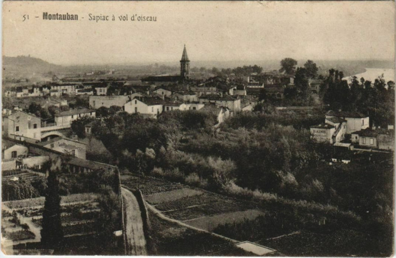 Carte postale ancienne Montauban Sapiac a vol d'oiseau France à Montauban