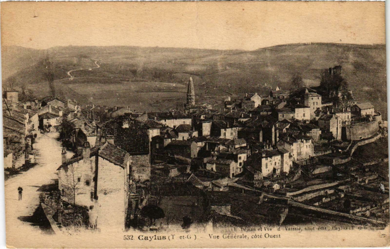 Carte postale ancienne Caylus vue générale à Caylus
