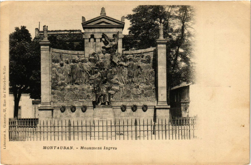 Carte postale ancienne Montauban - Mon. Ingres à Montauban