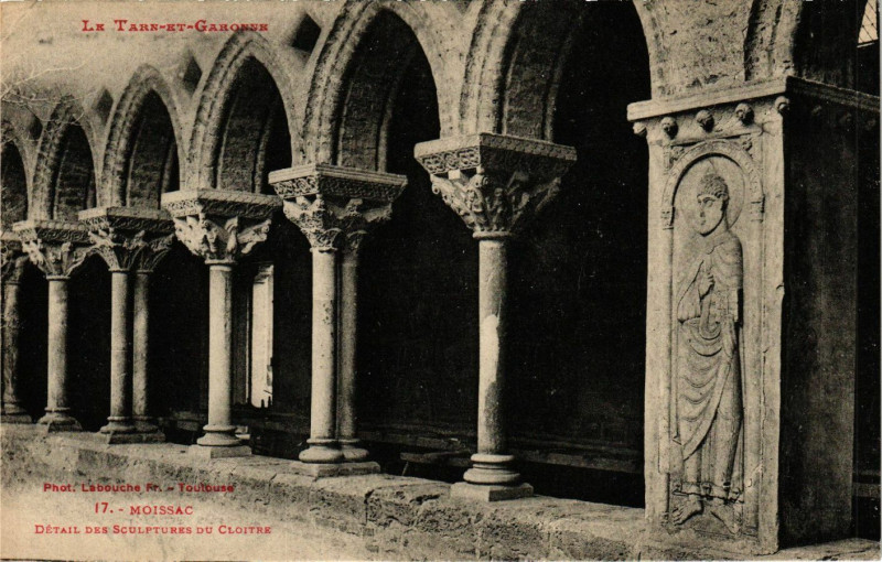 Carte postale ancienne Moissac -Detail des Sculptures du Cloitre à Moissac