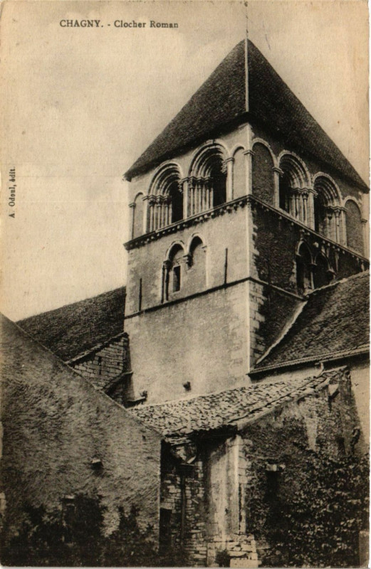 Carte postale ancienne Chagny - Clocher Roman