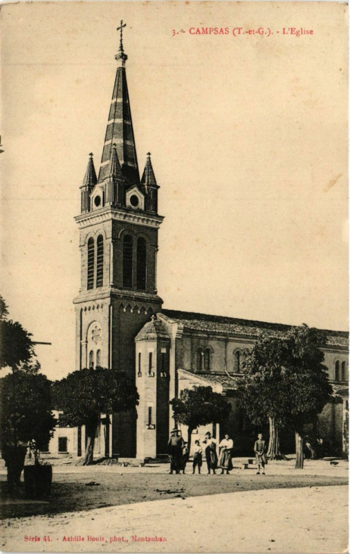 Carte postale ancienne Campas (T.-et-G.) - L'Eglise