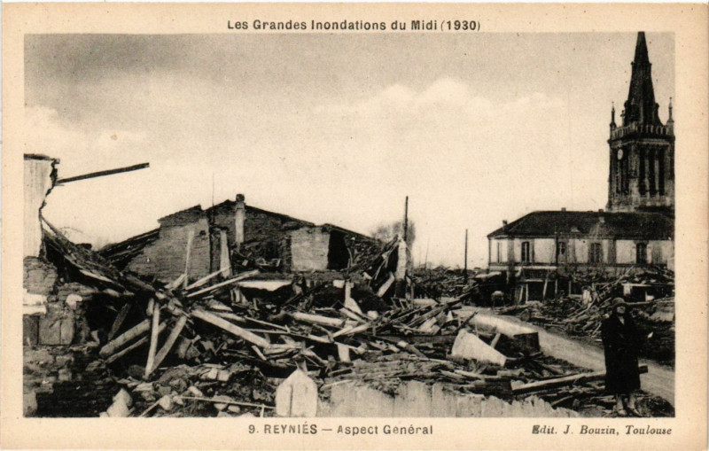 Carte postale ancienne Les Grandes Inondations du Midi (1930) - Aspect General