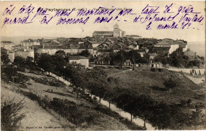 Carte postale ancienne Puylarogue (T.-et-G.) - Vue Gebnerale cote Ouest